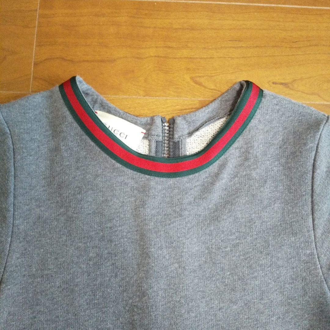 ky232【美品】GUCCI 半袖ワンピース シェリー グレー 12サイズ