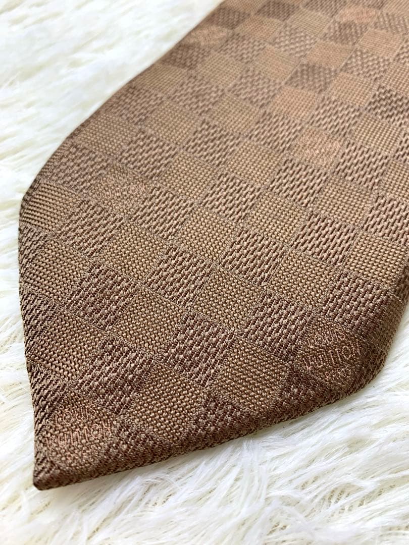 LOUIS VUITTON ネクタイ　ダミエ　チェック　ダークブラウン　茶　美品