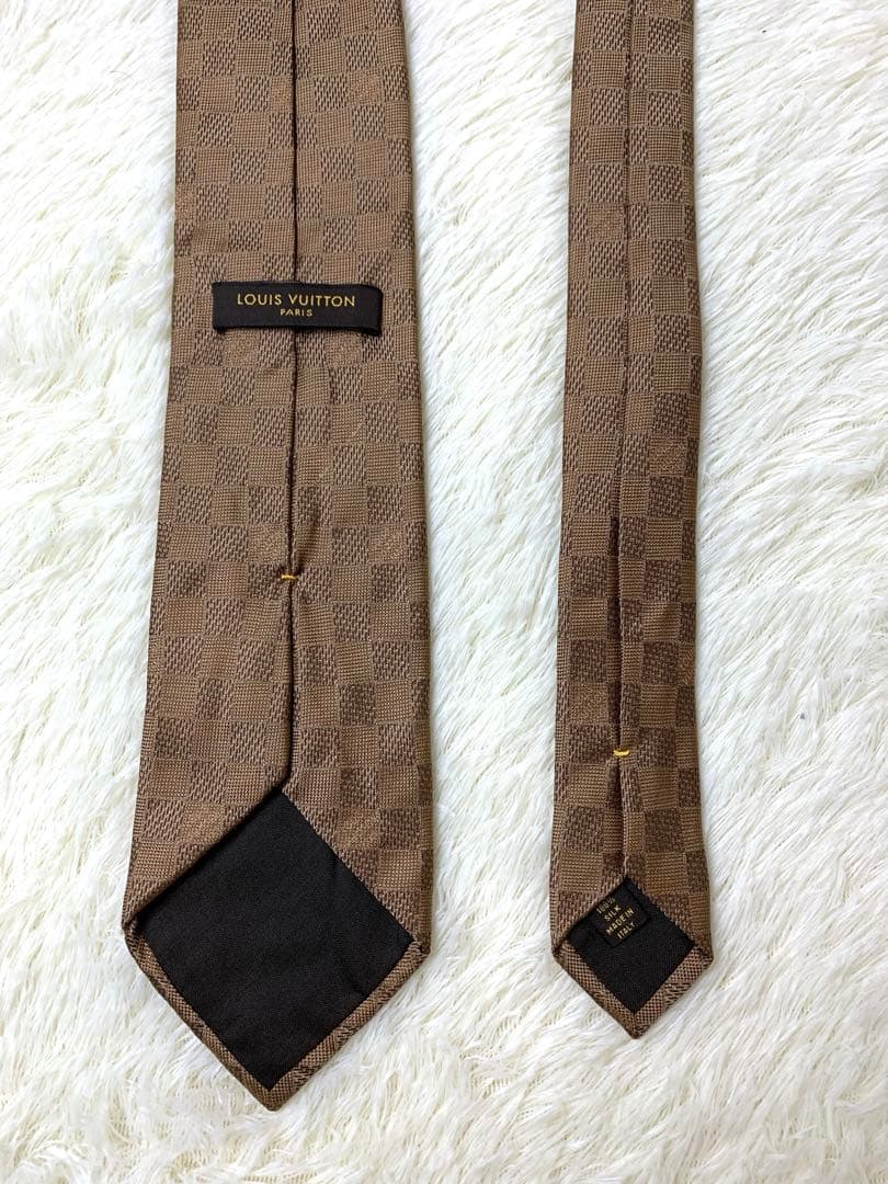 LOUIS VUITTON ネクタイ　ダミエ　チェック　ダークブラウン　茶　美品