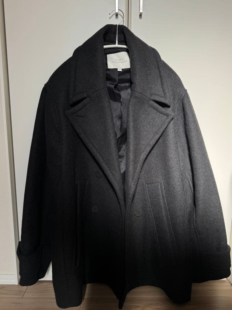 STUDIO NICHOLSON ダークグレー　メルトンピーコート