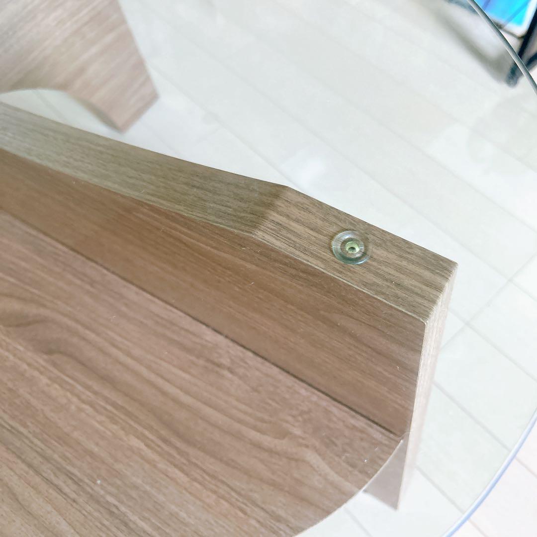 楕円ガラス ローテーブル センターテーブル ブラウン 引取歓迎