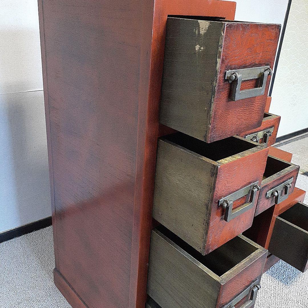 階段箪笥　民芸家具調　四段　両面引き出し　古道具