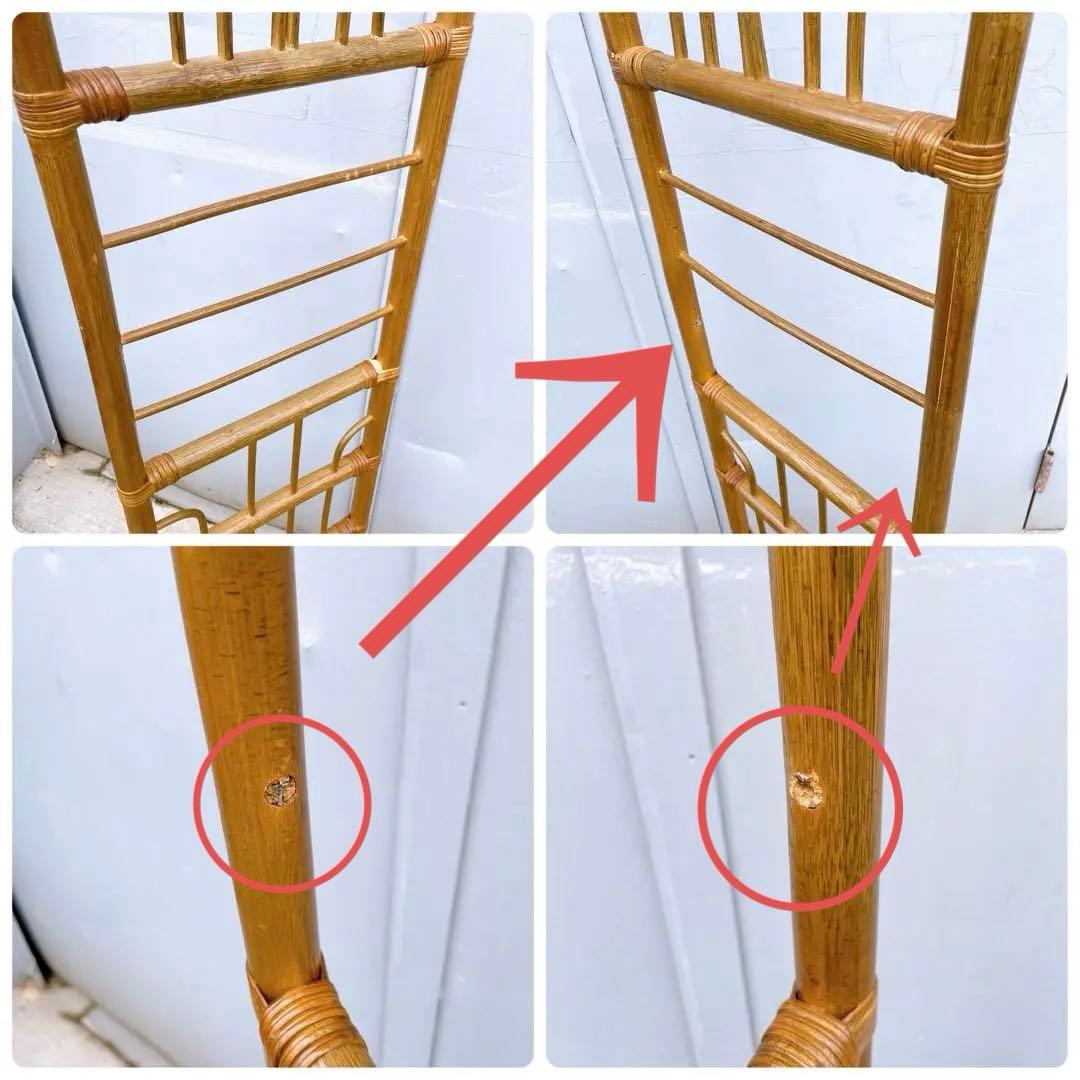 昭和レトロ アーチ型 ラタンハンガーラック 籐家具 古道具 古家具 キャスター付