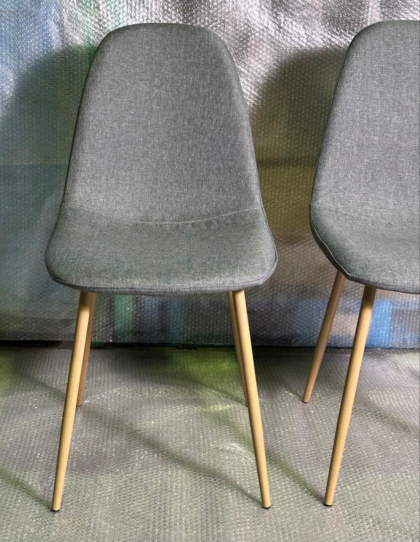 新品 ダイニングチェア インテリア 椅子 金属脚 木目塗装 4脚セット グレー