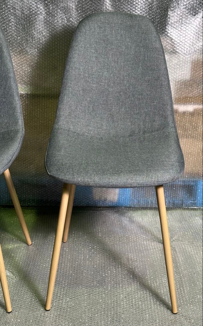 新品 ダイニングチェア インテリア 椅子 金属脚 木目塗装 4脚セット グレー
