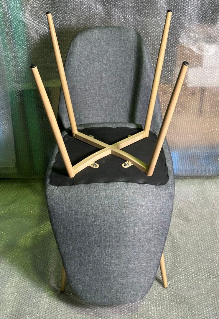 新品 ダイニングチェア インテリア 椅子 金属脚 木目塗装 4脚セット グレー