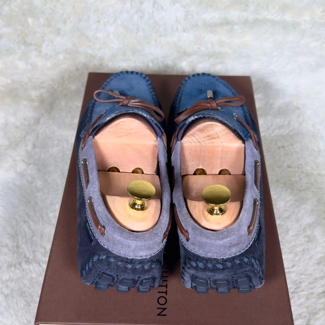 ルイヴィトン アリゾナライン モカシン 7 メンズ スエード ブルー