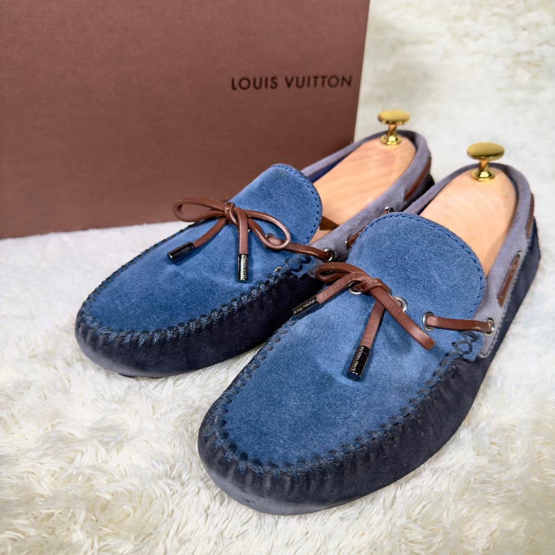 ルイヴィトン アリゾナライン モカシン 7 メンズ スエード ブルー