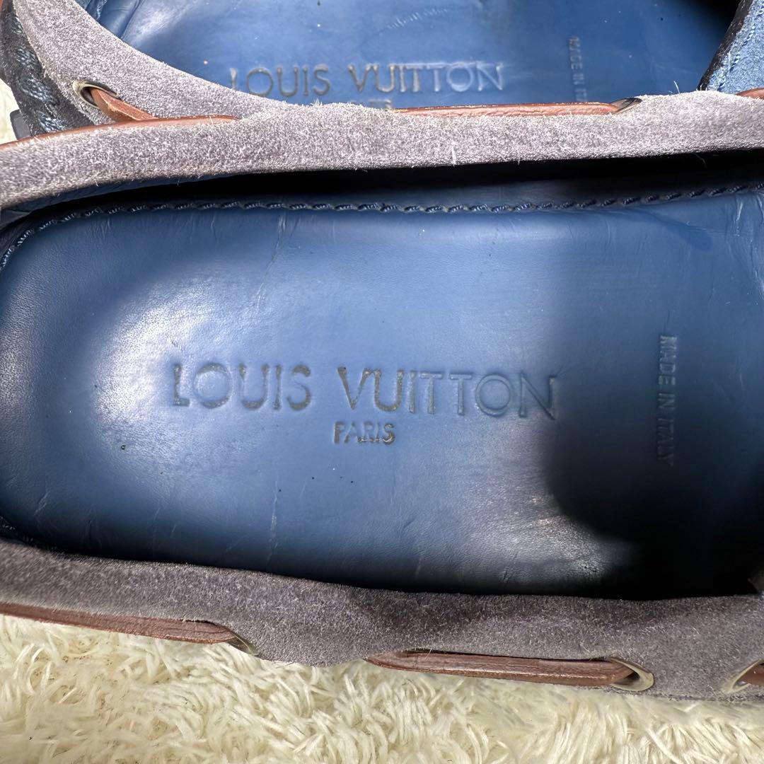 ルイヴィトン アリゾナライン モカシン 7 メンズ スエード ブルー