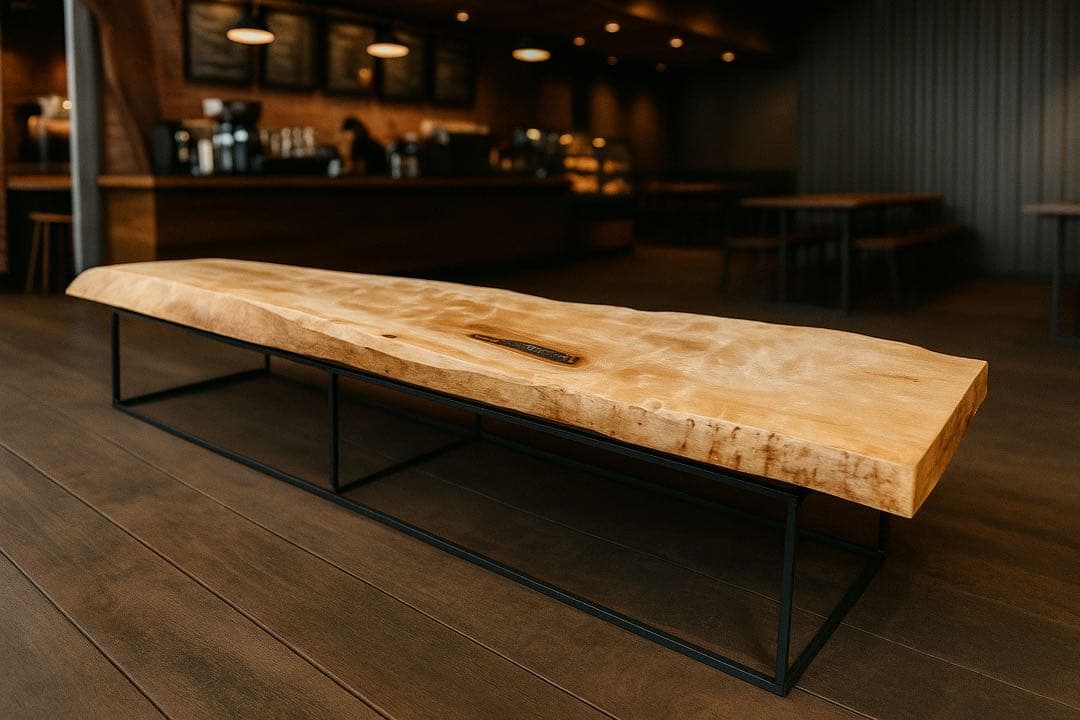 栃　トチ　一枚板　ローテーブル　センターテーブル　ベンチ　カフェ　別荘　ホテル