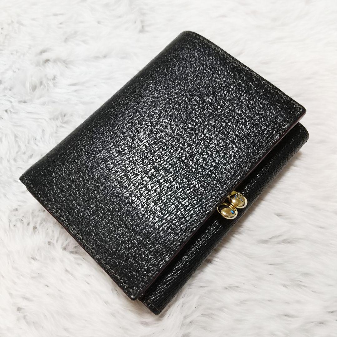 極美品　ヴィヴィアンウエストウッド 三つ折り財布 がま口 オーブ レザー 黒
