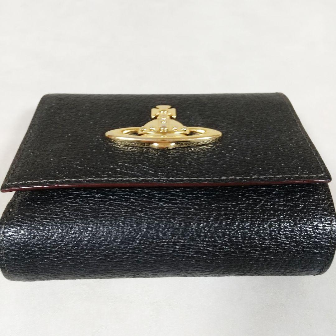 極美品　ヴィヴィアンウエストウッド 三つ折り財布 がま口 オーブ レザー 黒