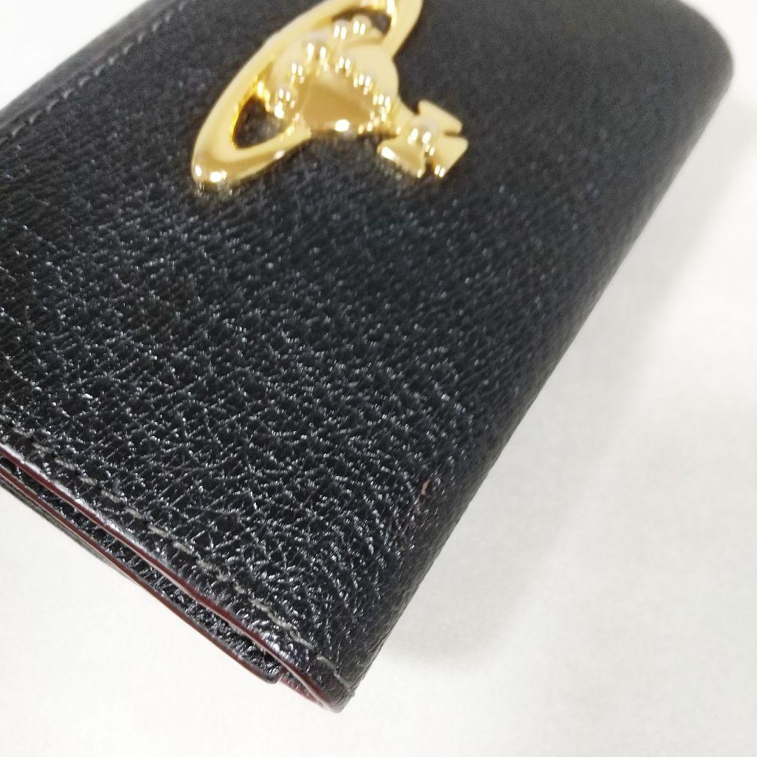極美品　ヴィヴィアンウエストウッド 三つ折り財布 がま口 オーブ レザー 黒