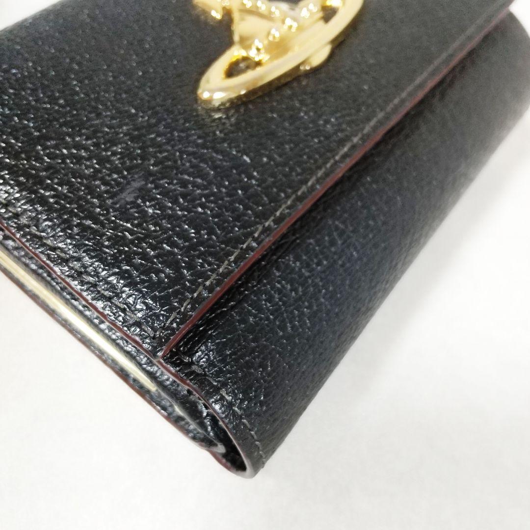 極美品　ヴィヴィアンウエストウッド 三つ折り財布 がま口 オーブ レザー 黒