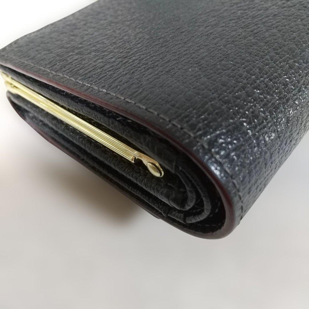 極美品　ヴィヴィアンウエストウッド 三つ折り財布 がま口 オーブ レザー 黒