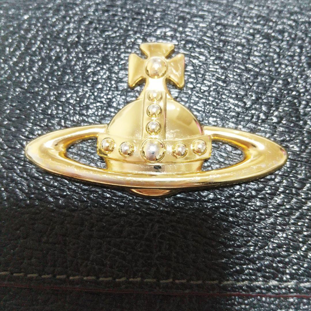 極美品　ヴィヴィアンウエストウッド 三つ折り財布 がま口 オーブ レザー 黒
