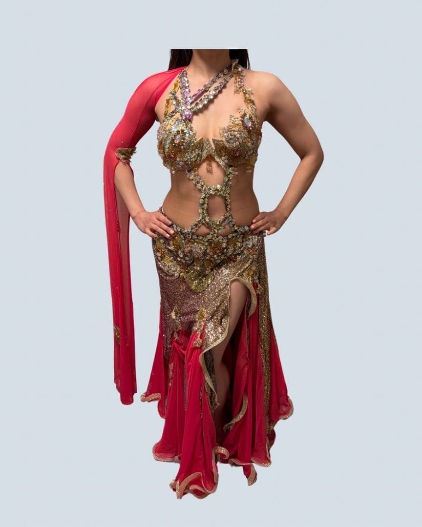 ベリーダンス衣装ピンク【エジプト購入】