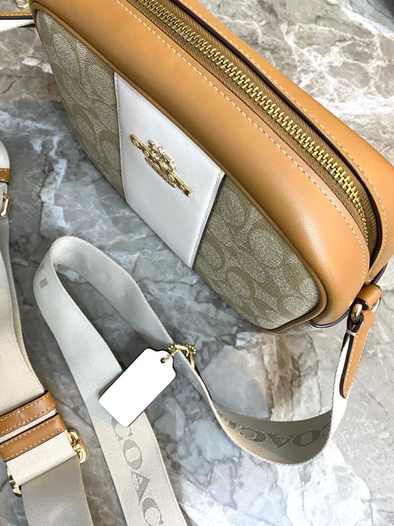 COACH ジェイミー カメラ バッグ・シグネチャー キャンバス・ストライプ