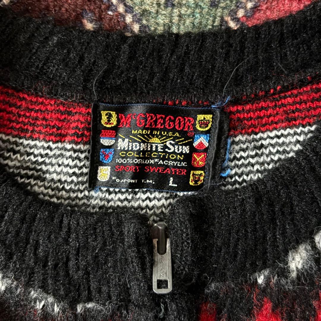 60s マクレガー McGREGOR 黒　カーディガン　雪柄　モヘア　アクリル