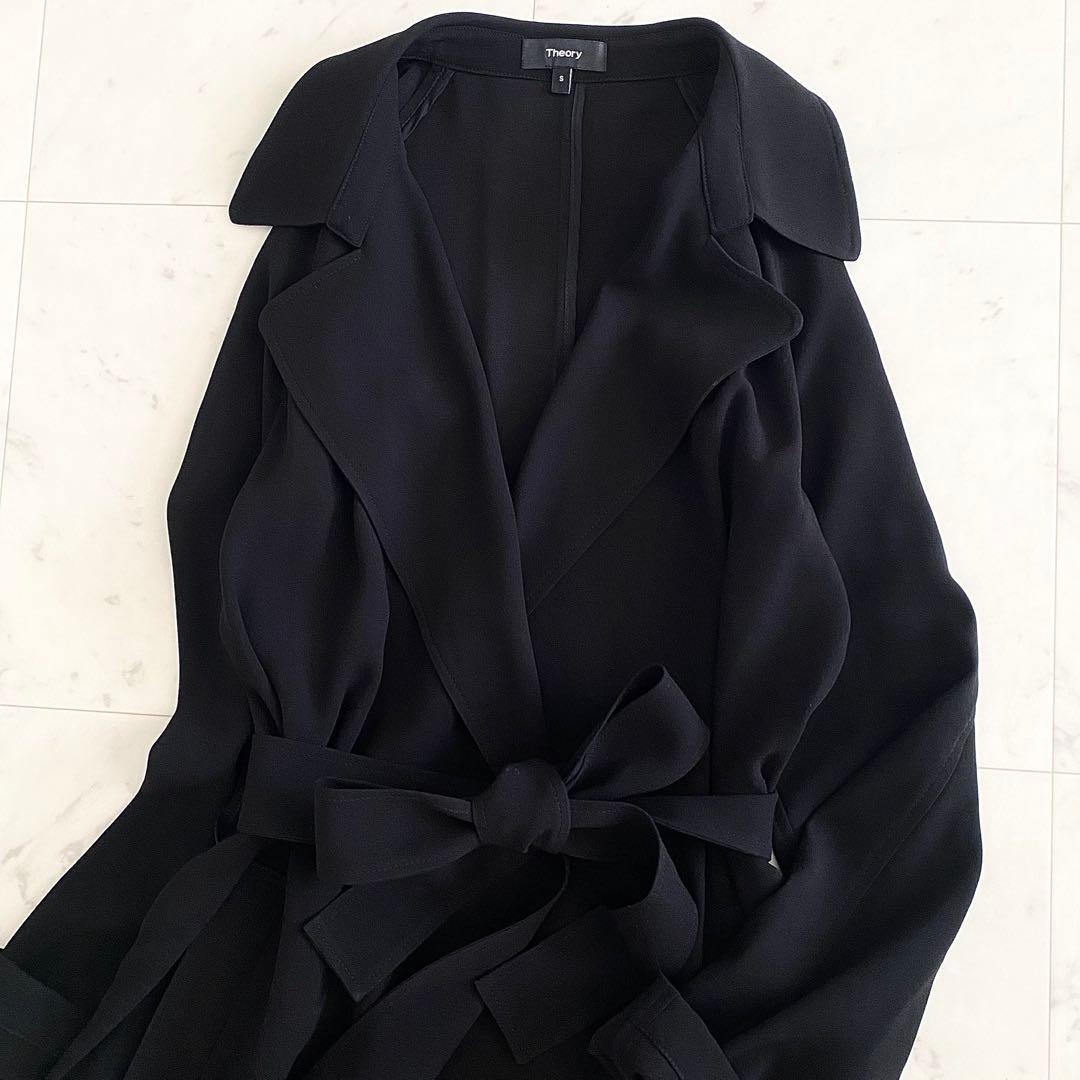 極美品 セオリー Theory 上質クレープ素材トレンチコート とろみ落ち感 S