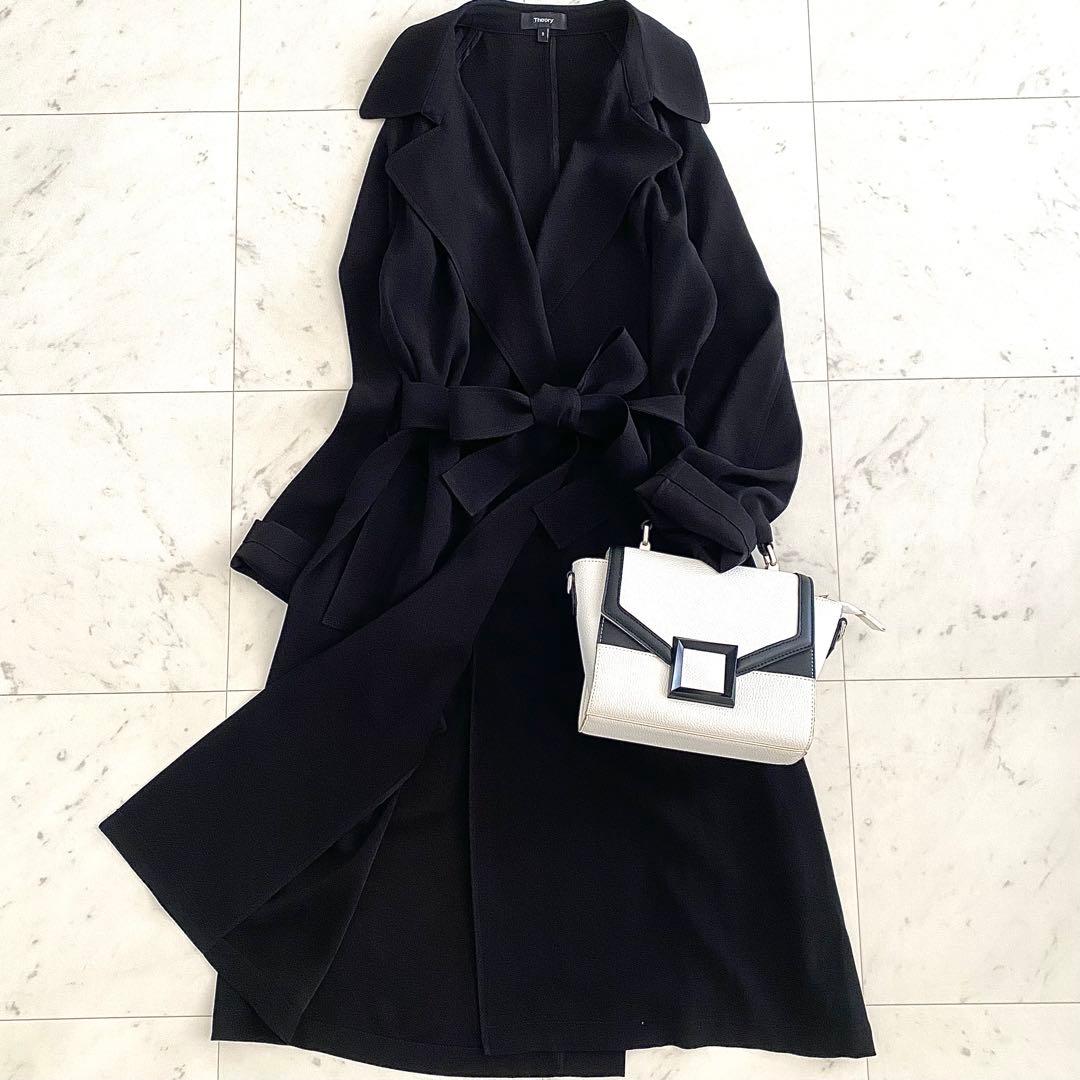 極美品 セオリー Theory 上質クレープ素材トレンチコート とろみ落ち感 S