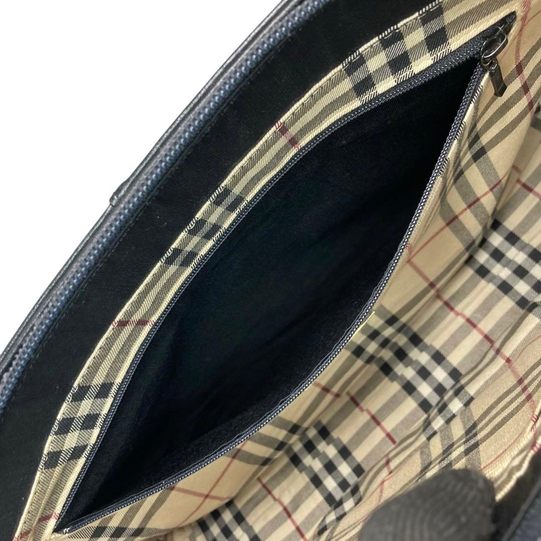 バーバリー　トートバッグ　レザー　ビジネス　肩掛け　A4　ブラック　ノバチェック