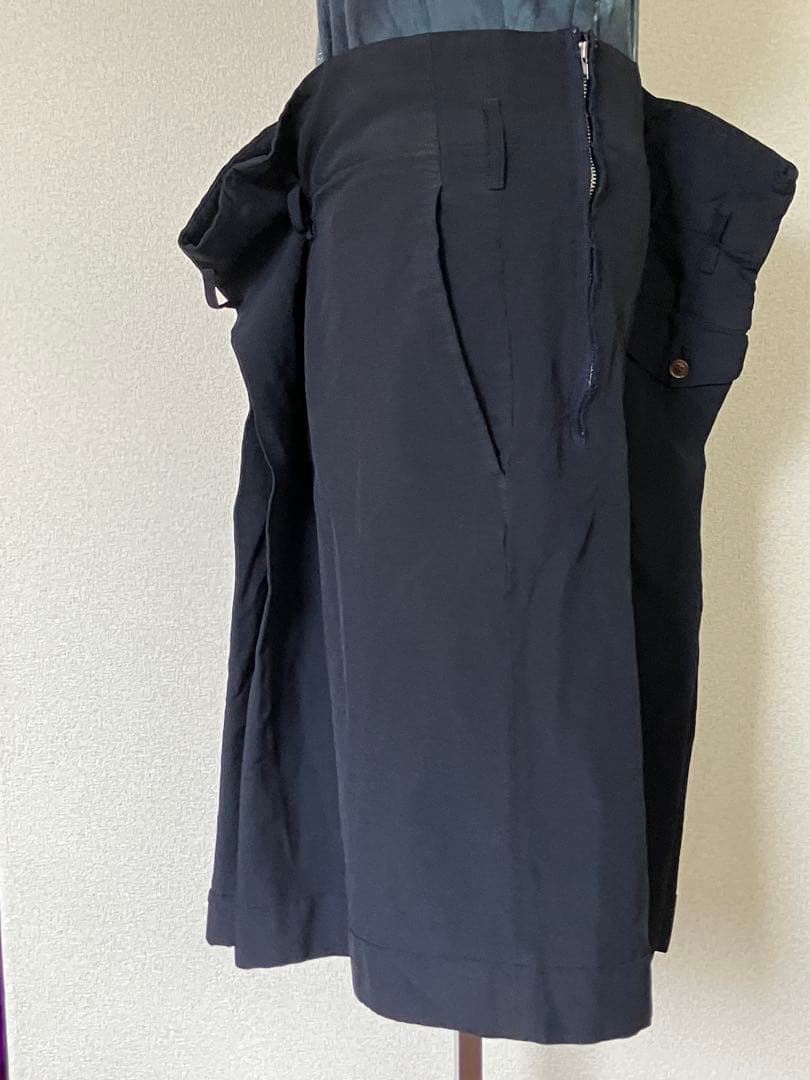 コムデギャルソン ネイビー デザインハーフパンツ ベルト難あり