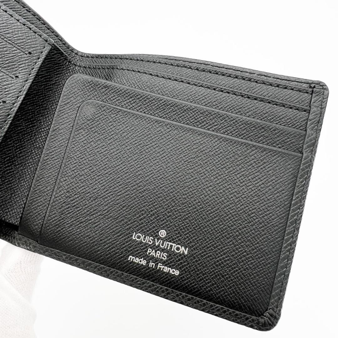 【使用わずか】ヴィトン タイガ 二つ折り コンパクト 財布 黒 ブラック