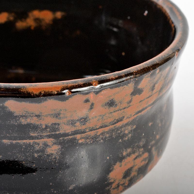 茶道具　祖母懐　黒織部　茶碗　銘「真砂」　仕覆付　龍寶極め箱　V　R5703