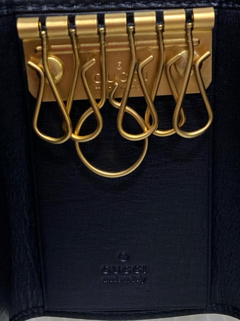 GUCCI グッチ 6連 キーケース ブラック 106659 ゴールド金具