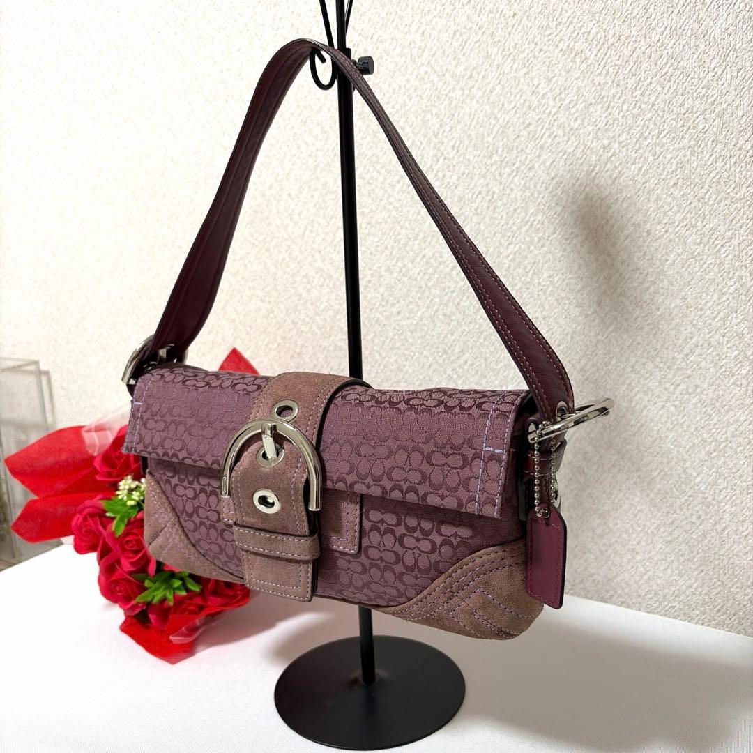 バッグ RARE COACH SOHO signature purple bag