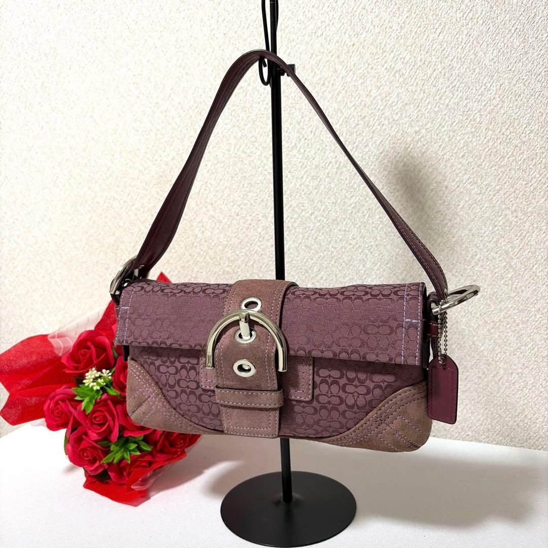 バッグ RARE COACH SOHO signature purple bag