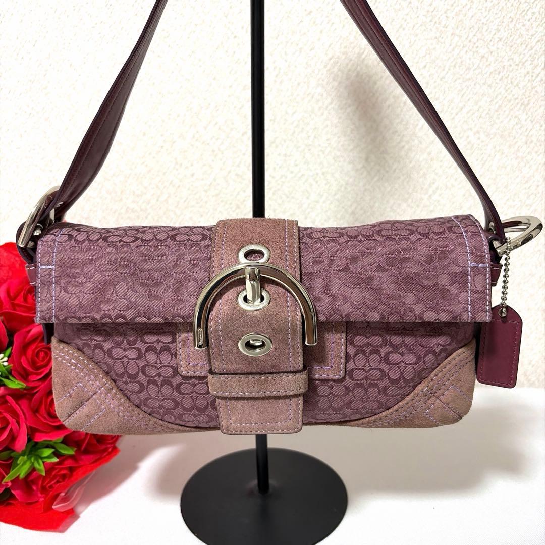 バッグ RARE COACH SOHO signature purple bag