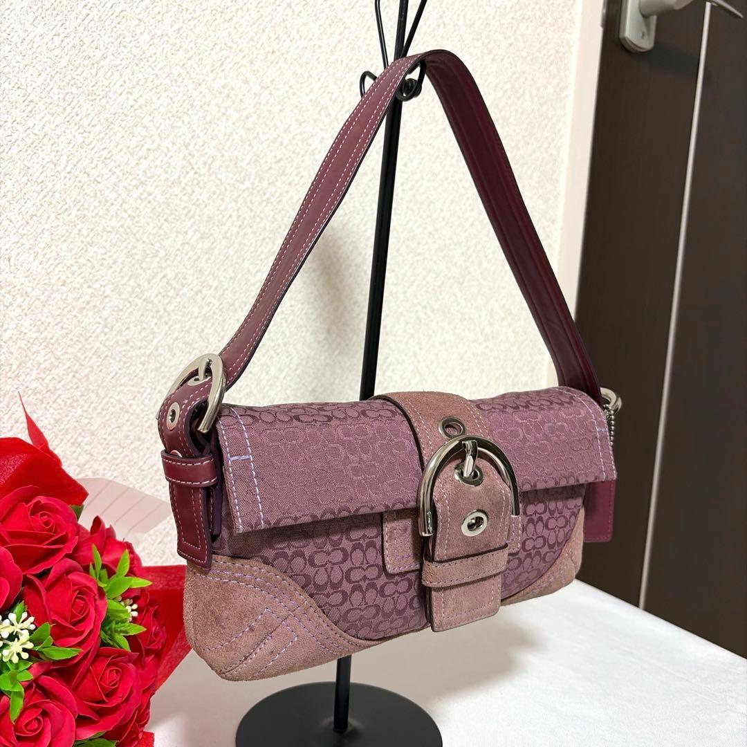 バッグ RARE COACH SOHO signature purple bag