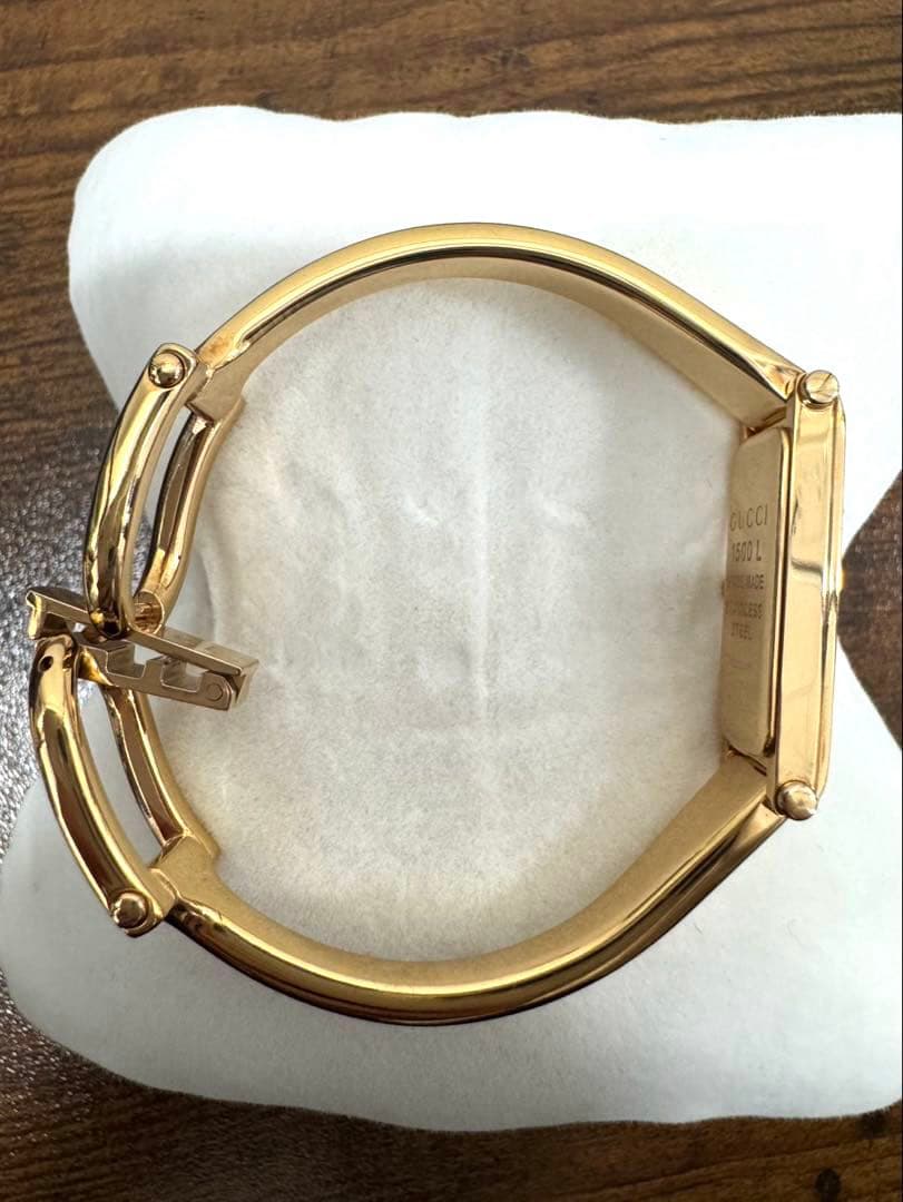 美品GUCCI 1500L ゴールド/GGシェル文字盤 1Pダイヤ