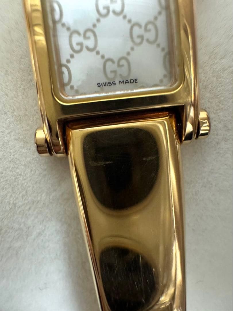 美品GUCCI 1500L ゴールド/GGシェル文字盤 1Pダイヤ