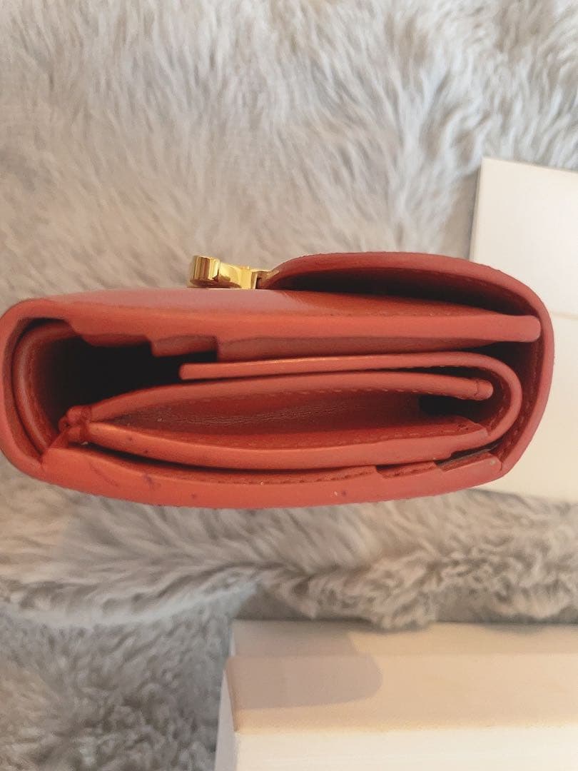 Racine　CELINE 三つ折りトリオンフ財布 テラコッタ色