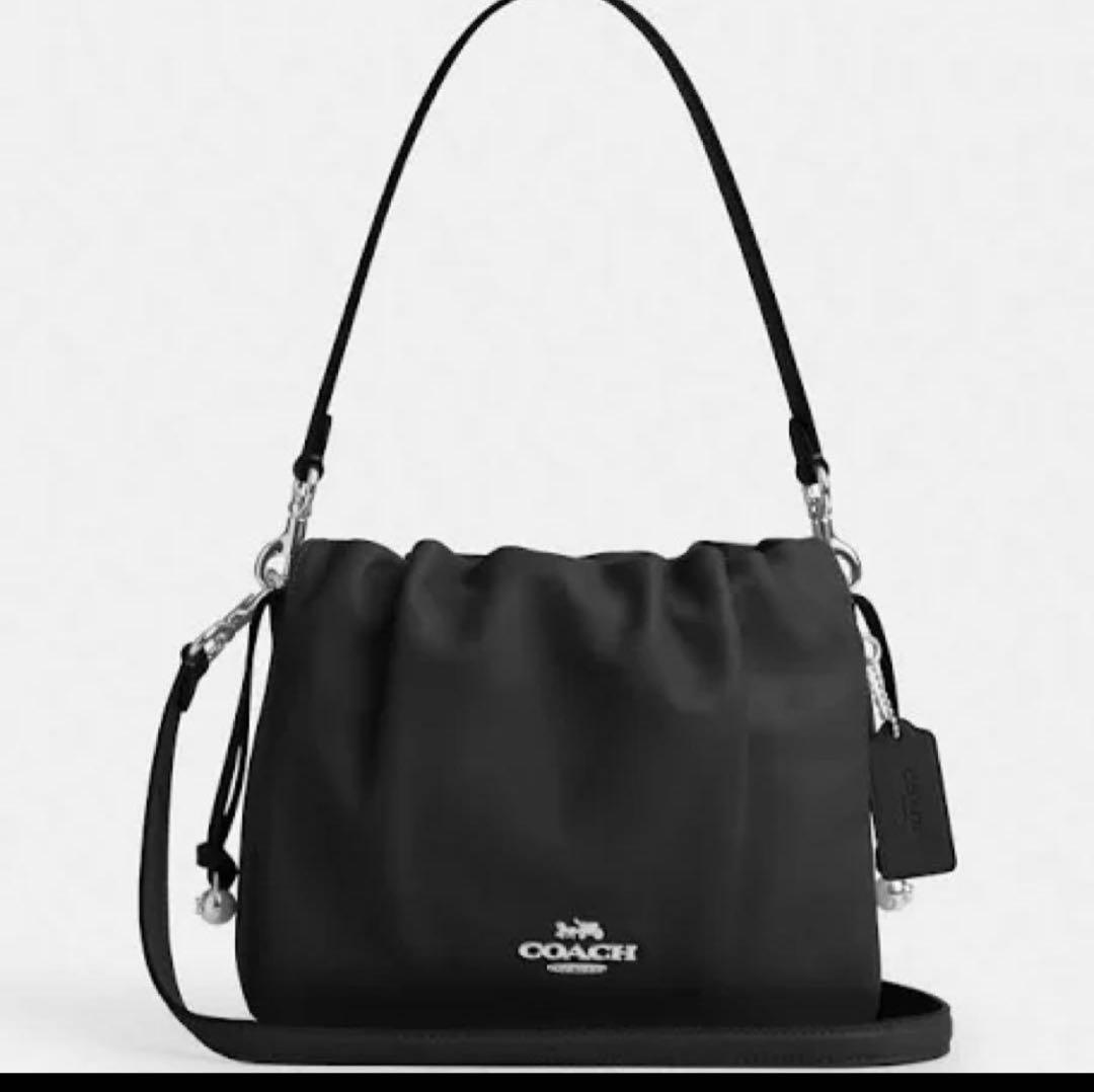 COACH ブラック ドローストリング ショルダーバッグ