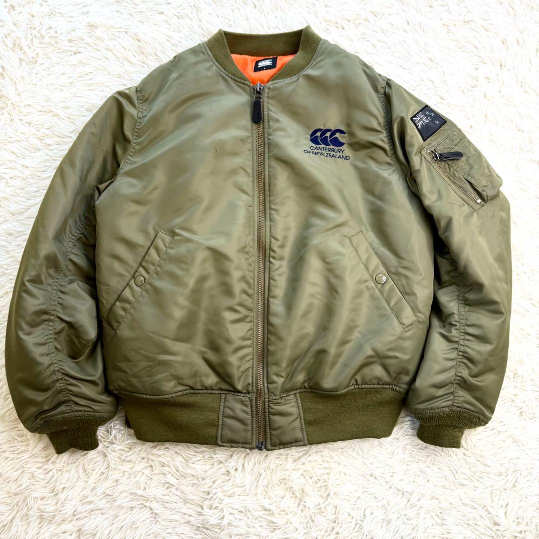 カンタベリー MA-1 ジャケット L カーキ 中綿 刺繍ロゴ