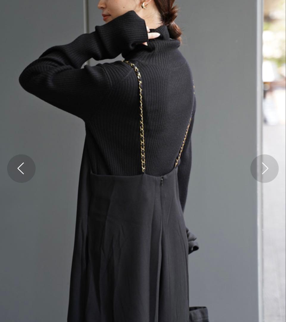 ドゥーズィエムクラス　チェーンジャンプスーツ　黒　38