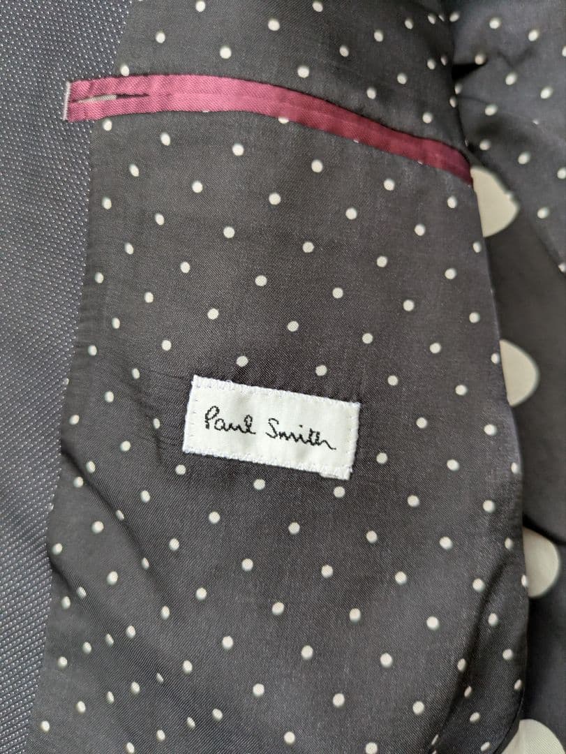 ✨希少✨ ポールスミス 裏地総柄 ステッチ ネイビー　水玉