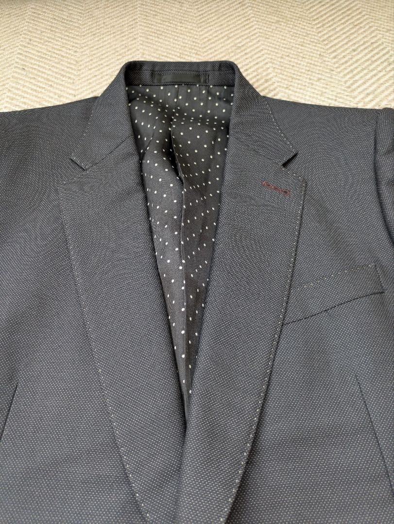 ✨希少✨ ポールスミス 裏地総柄 ステッチ ネイビー　水玉
