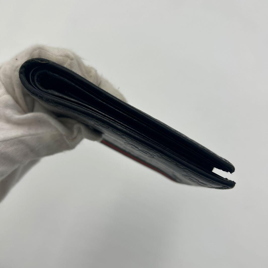 GUCCI シェリーライン　シマ　レザー　折り財布　ブラック　二つ折り財布　財布