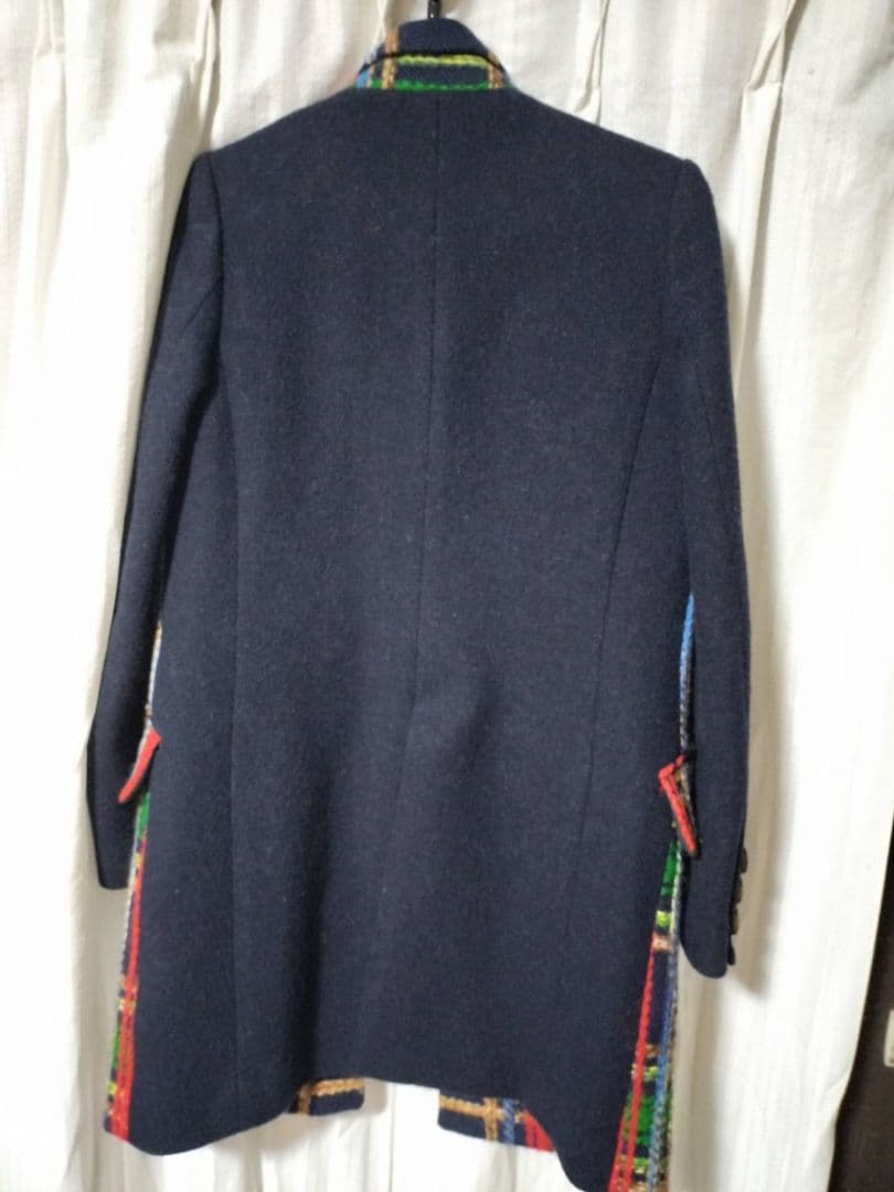 チェック柄 チェスターコート ネイビー　ロイスクレヨン