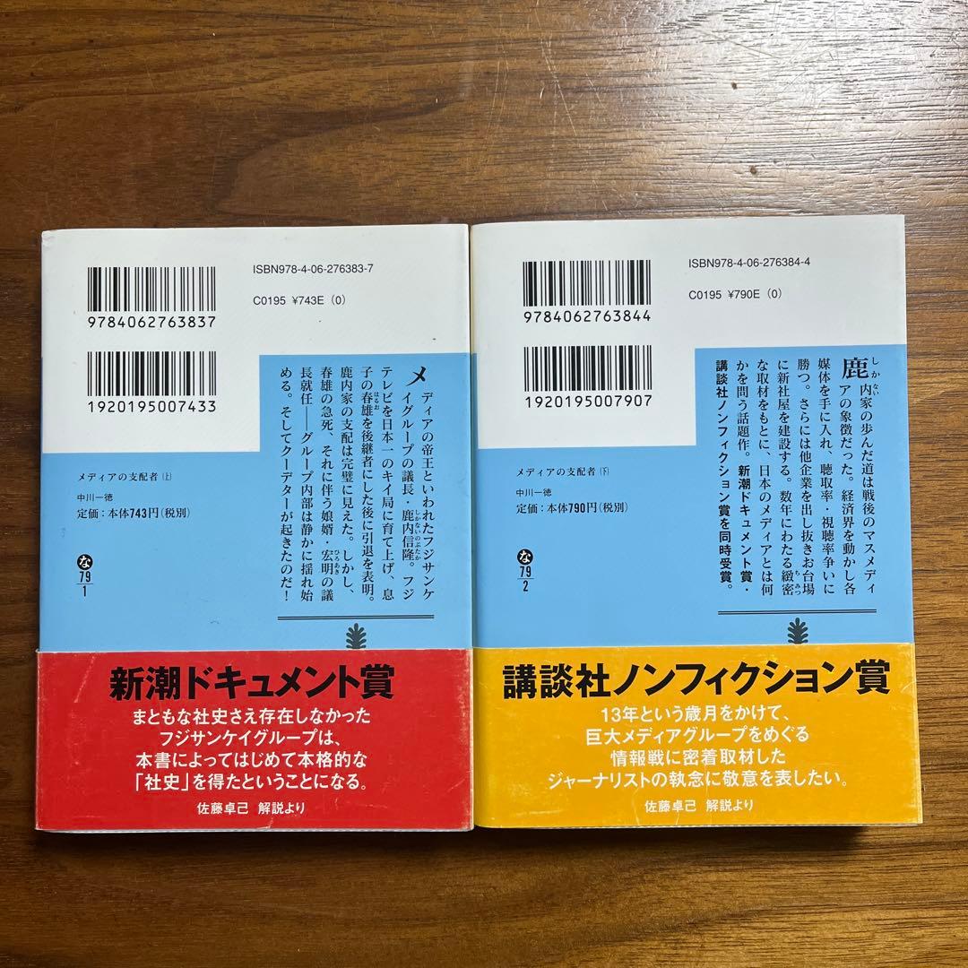 メディアの支配者(上)(下) 中川一徳