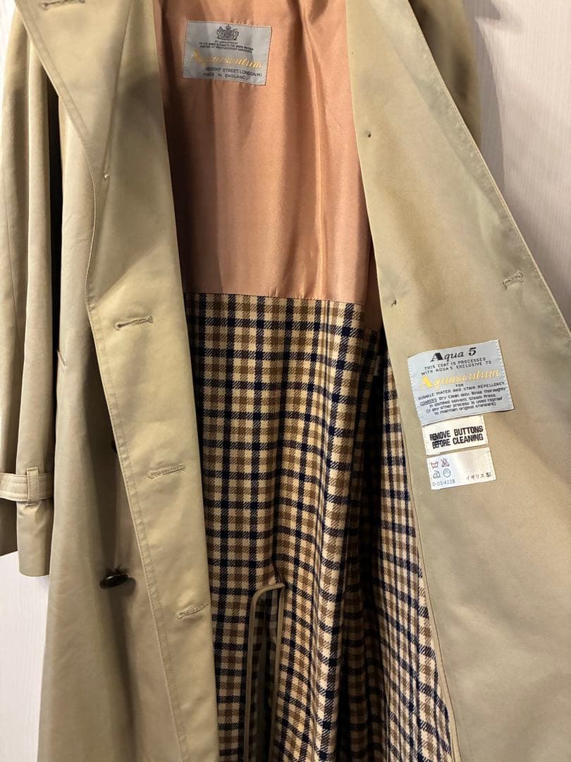 値下げ!美品✨アクアスキュータム Aqua5トレンチコート チェックライナー付き
