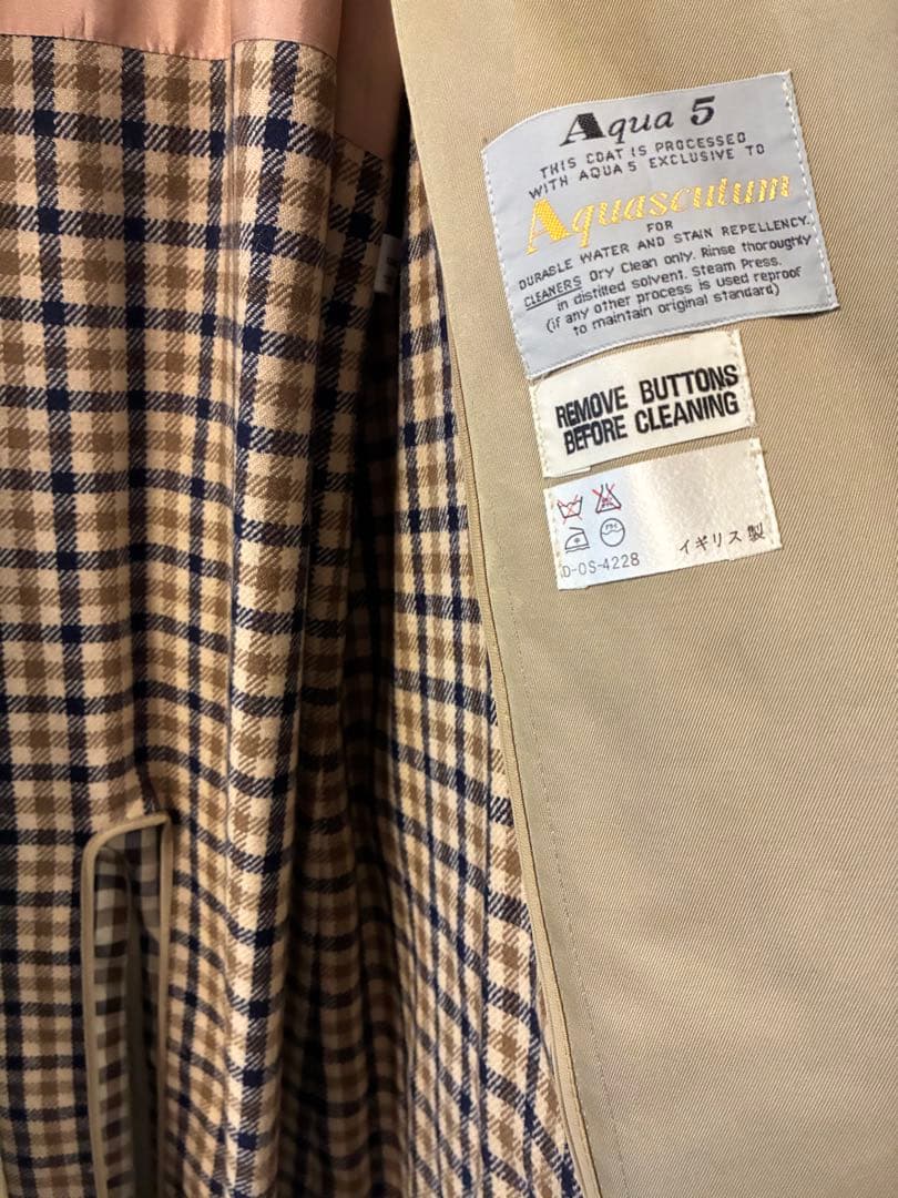 値下げ!美品✨アクアスキュータム Aqua5トレンチコート チェックライナー付き