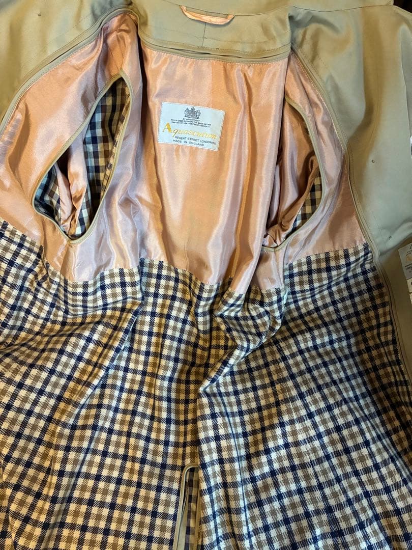 値下げ!美品✨アクアスキュータム Aqua5トレンチコート チェックライナー付き