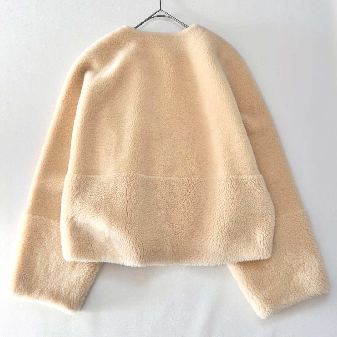 美品✨2025年 グレースコンチネンタル ノーカラーフェイクムートンジャケット