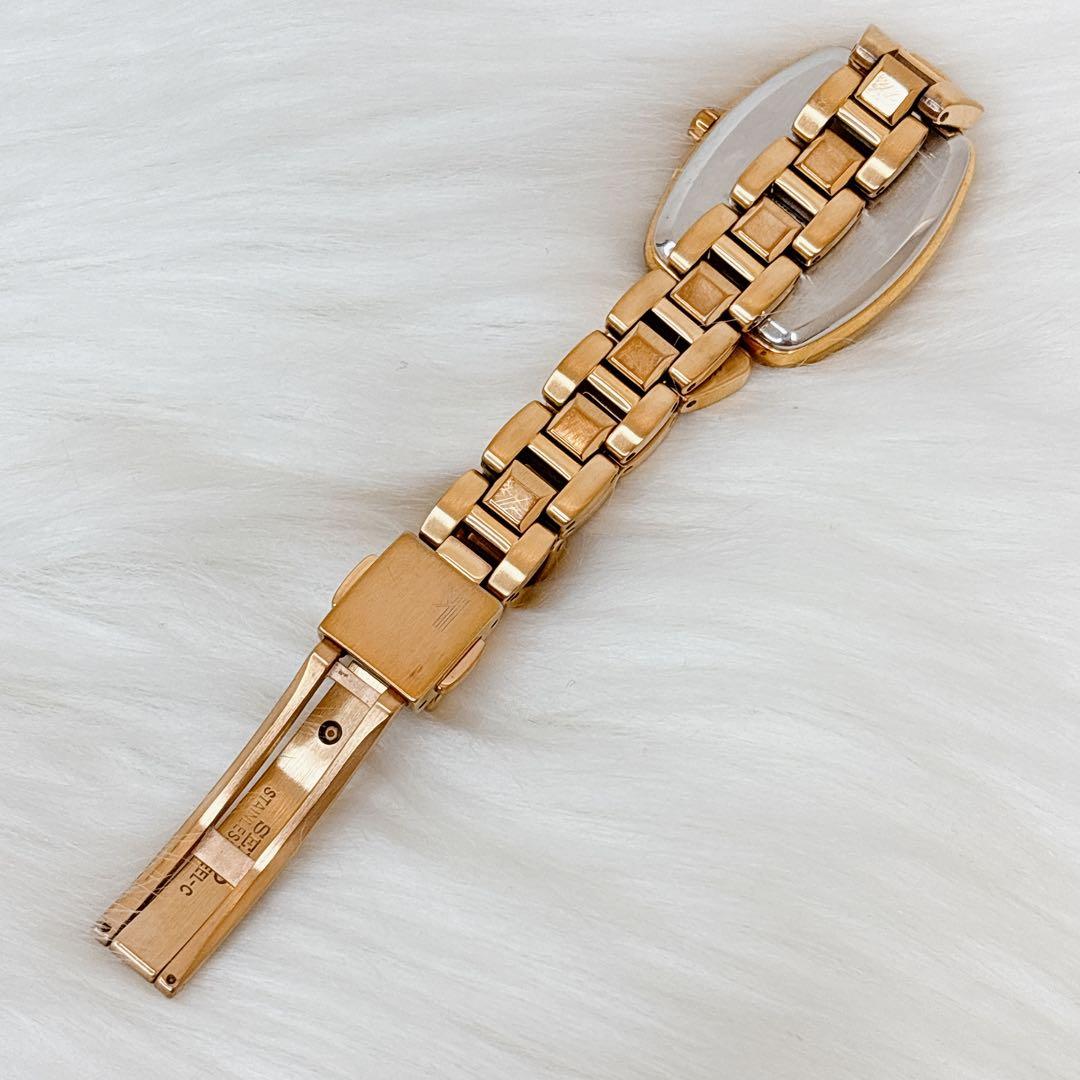 稼働美品✨セイコー　ルキア　1pダイヤ　腕時計 電波ソーラー ゴールド　トノー